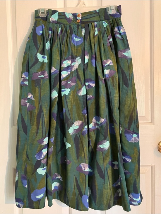 Scirocco Dresses & Skirts - Olive Green Floral Pleated Midi Skirt